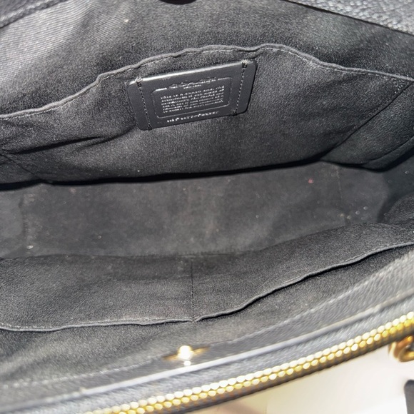 Black Coach Crossgrain Leather Satchel Tote Bag Gold Hardware Like New - Picture 9 of 11